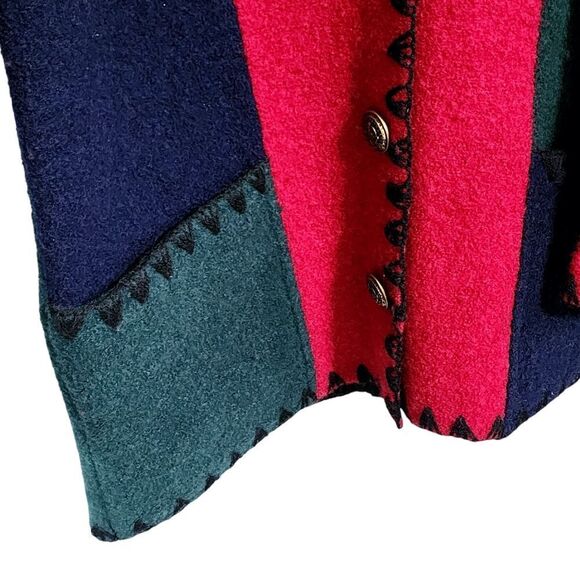 Vintage cardigan M 100% wool patchwork thick cozy elbow patches 90's grandpa - Picture 4 of 4